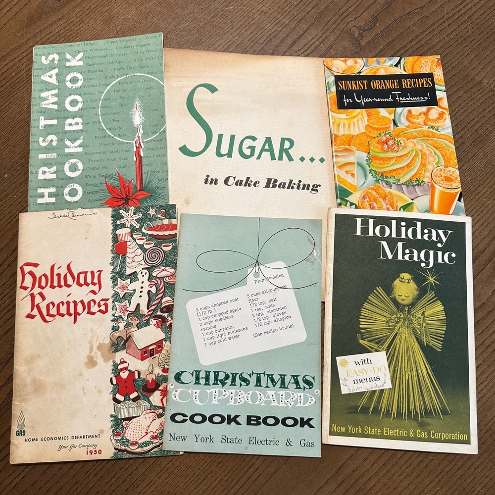 Vintage 1950s Holiday Recipe Booklets Lot Sunkist Sugar Christmas Cookbooks 6pc